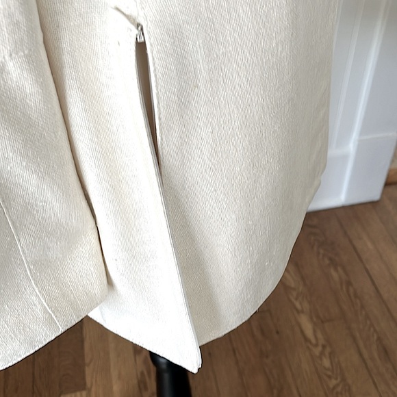 Carlisle Off White 💯 % Silk Linen Jacket High Neck Button Front Zipper Detail - Picture 5 of 10